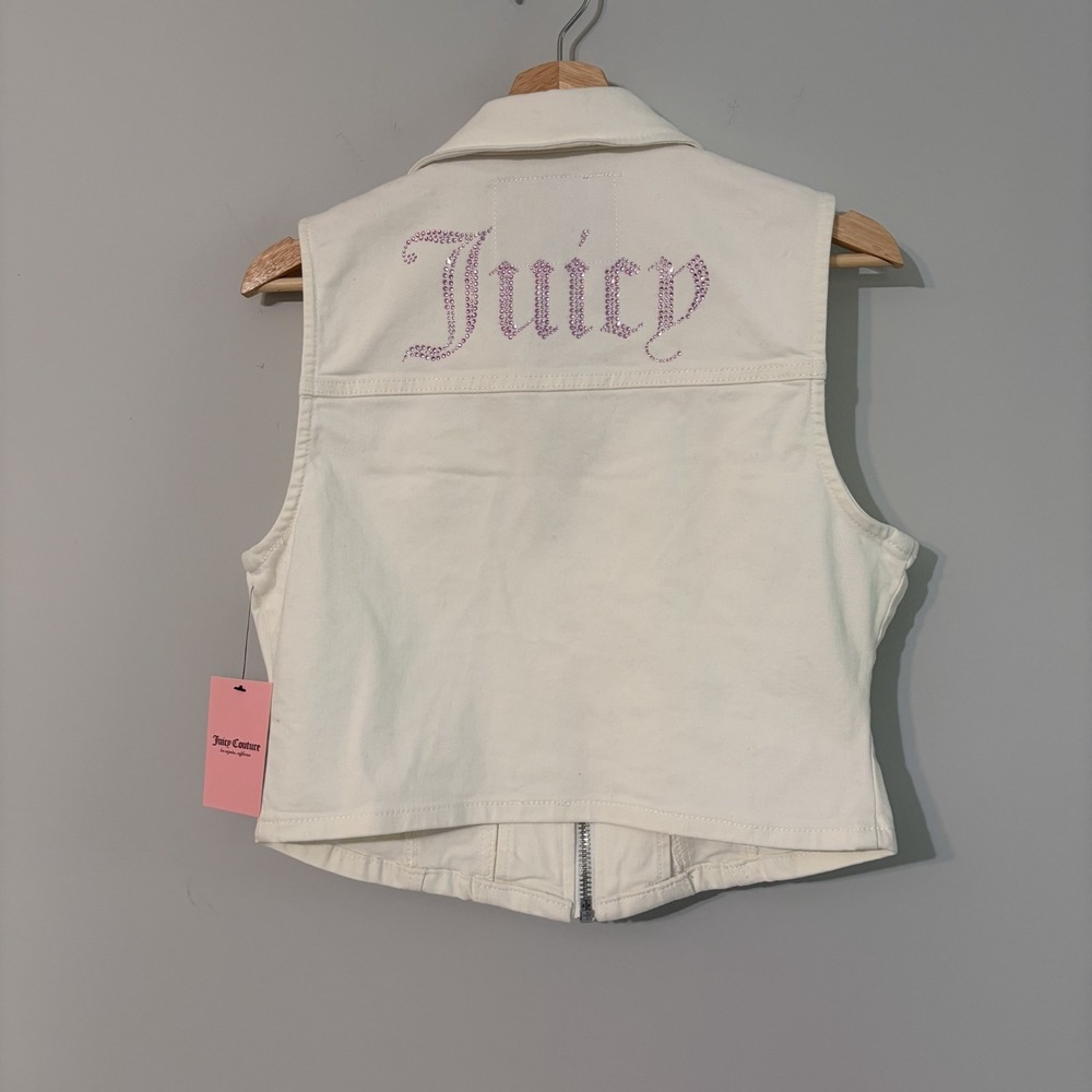 Juicy Couture White Denim Vest Women's Size M